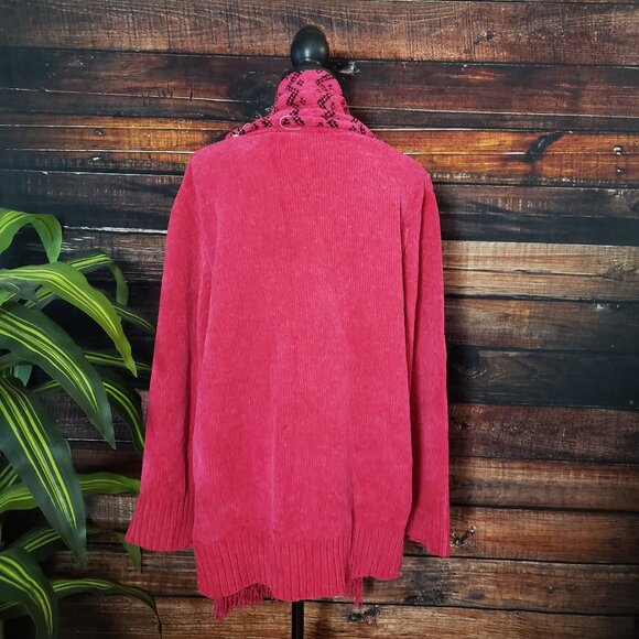 NWT White Stag Scarf Sweater Set Plus Size 22W 24W Magenta Soft Warm Chenille - Picture 4 of 10